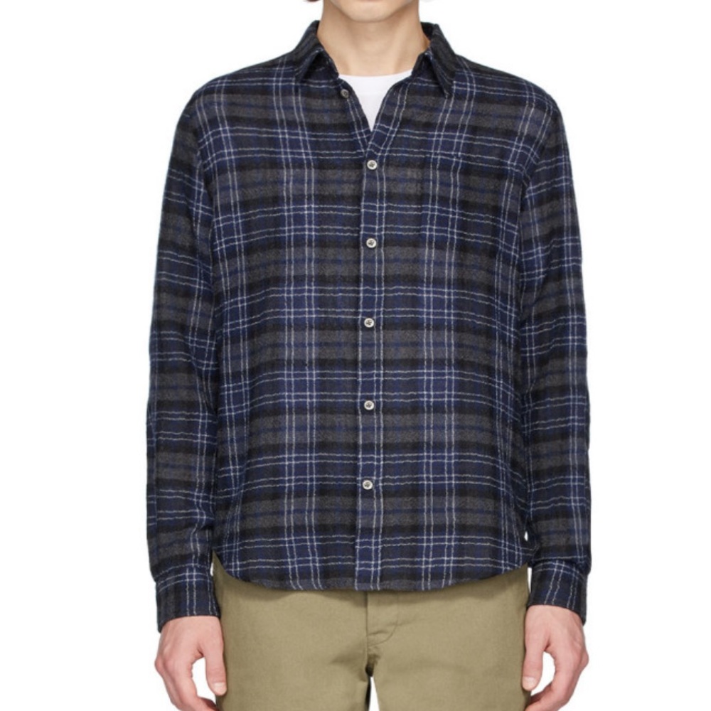 Norse Projects Navy Gauze Check Osvald Shirt sz M